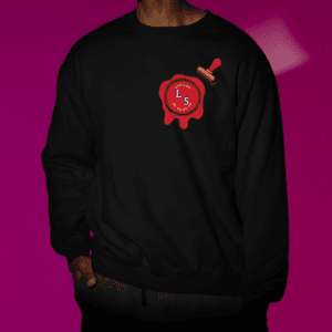 Luxe & 5TH Logo Red Stamp Sweater