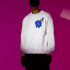 Alternative view of Luxe & 5TH Logo Blue Stamp Sweater